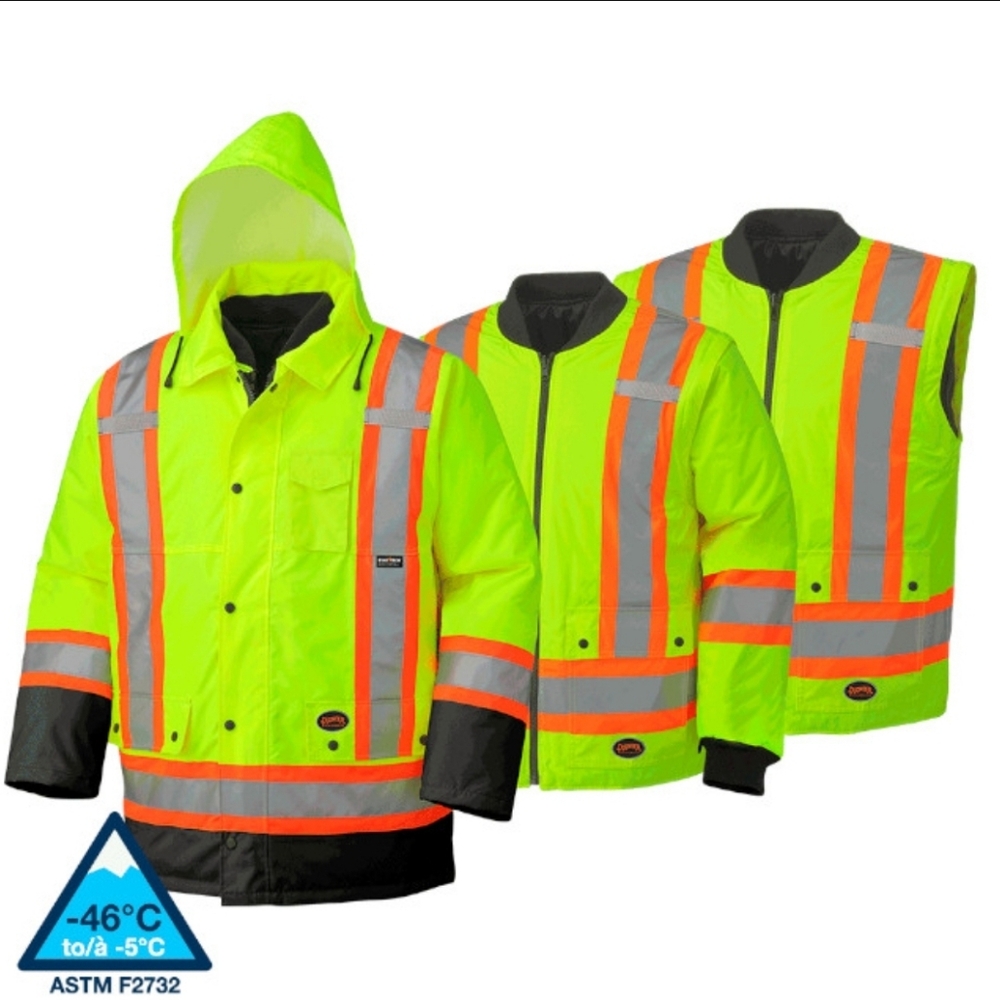 Work King Men's S42611 High Visibility 5-in-1 Safety System Jacket / Parka L &XL